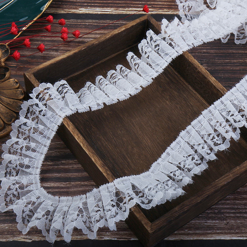 4cm lace DIY pleated toy skirt hem trim craft curtains home textile discounted lace in stock Specification image