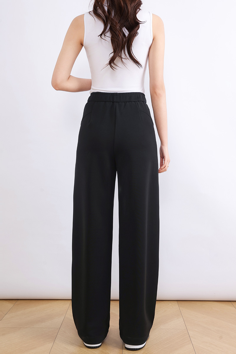 Modal Air Layer straight-leg pants for women in the autumn of 2025, four-sided elastic, smooth, waist-wide, wide-leg, slightly curved banana pants pic 45