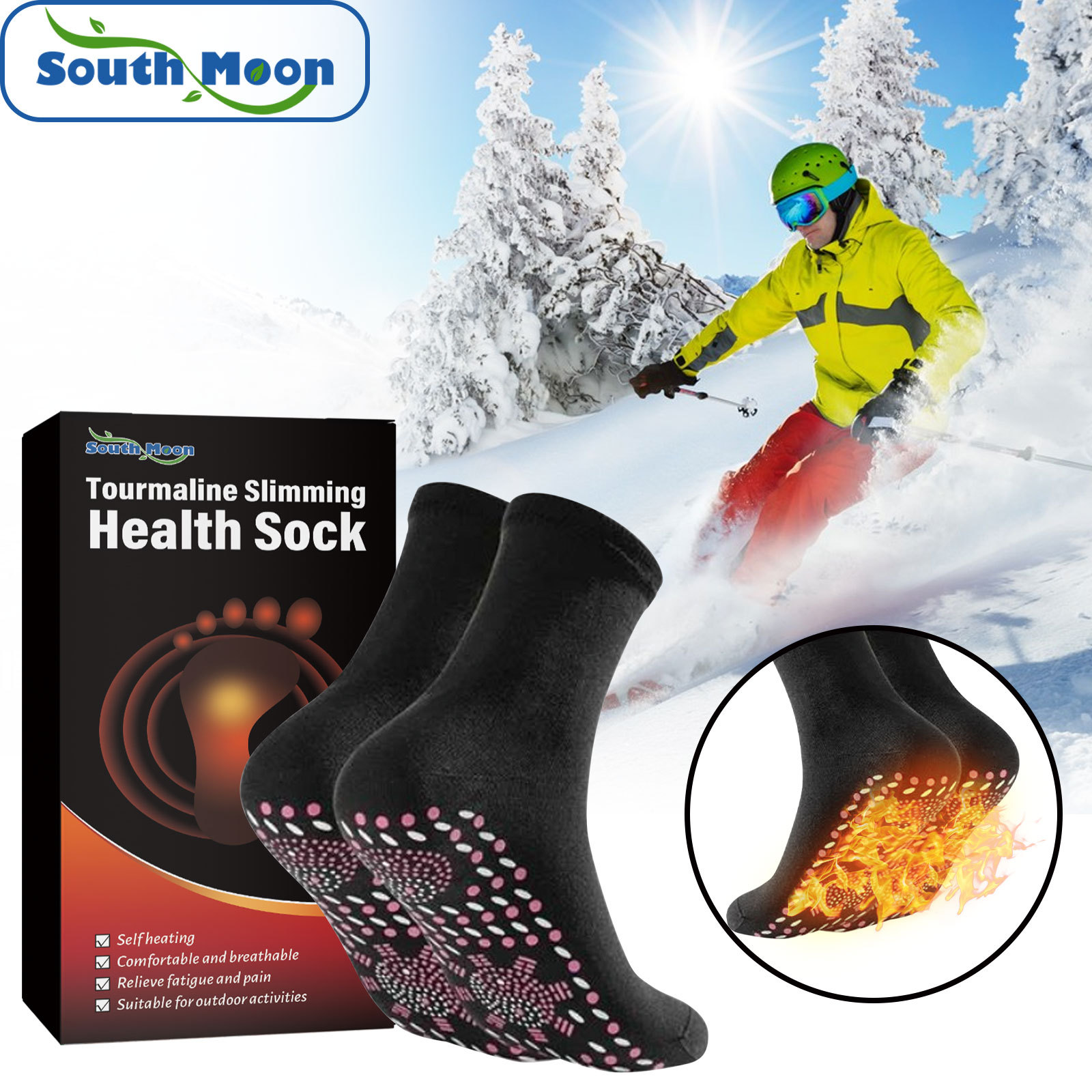 South Moon 自热按摩袜 户外滑雪自发热按摩袜亲肤透气暖足防寒袜详情图1