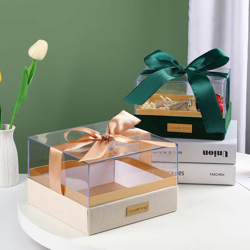 Transparent acrylic souvenir gift box, light luxury wedding bow gift box, Christmas and Valentine's Day gift box