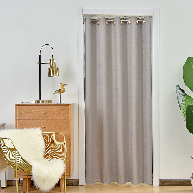 Fabric door curtains, partition curtains, no need for drilling, home bedroom blackout, air conditioner windproof, fitting room, kitchen and bathroom curtains details Picture