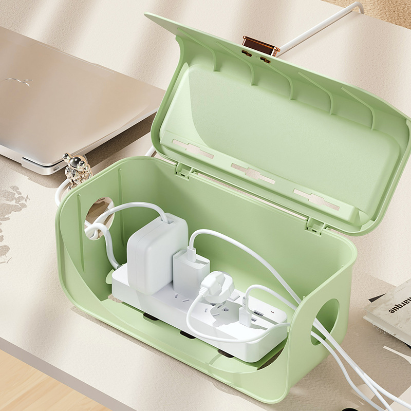 Light Luxury Plugboard Storage Box Power Data Cable Charger Desktop Finishing With Cover Application Scenario