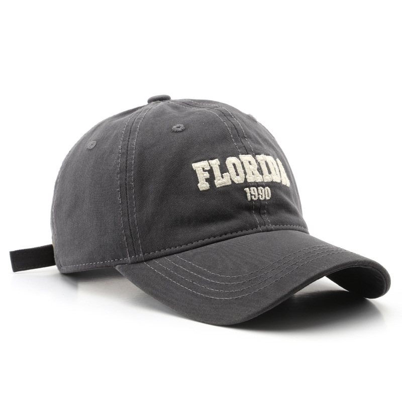 Japanese-style retro women's spring and autumn washed cotton letter embroidered baseball cap, outdoor men's sun protection and shade baseball cap Item Picture