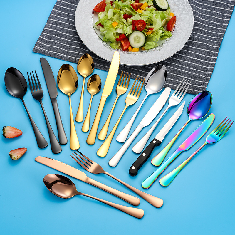 亚马逊跨境1010不锈钢刀勺叉酒店餐具加厚主餐刀牛排刀茶