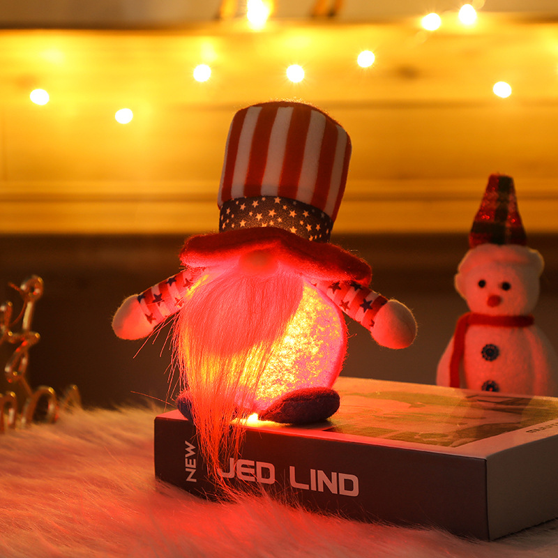 Hong Kong love new with light high hat long legs American Independence Day doll decoration American Independence Day short legs doll Application Scenario