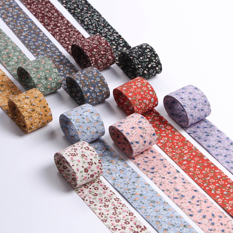 Korean Double-Sided Floral Chiffon Ribbon Diy Bow Hair Accessories Clothing Gift Packaging Hat Band Material Accessories Item Picture