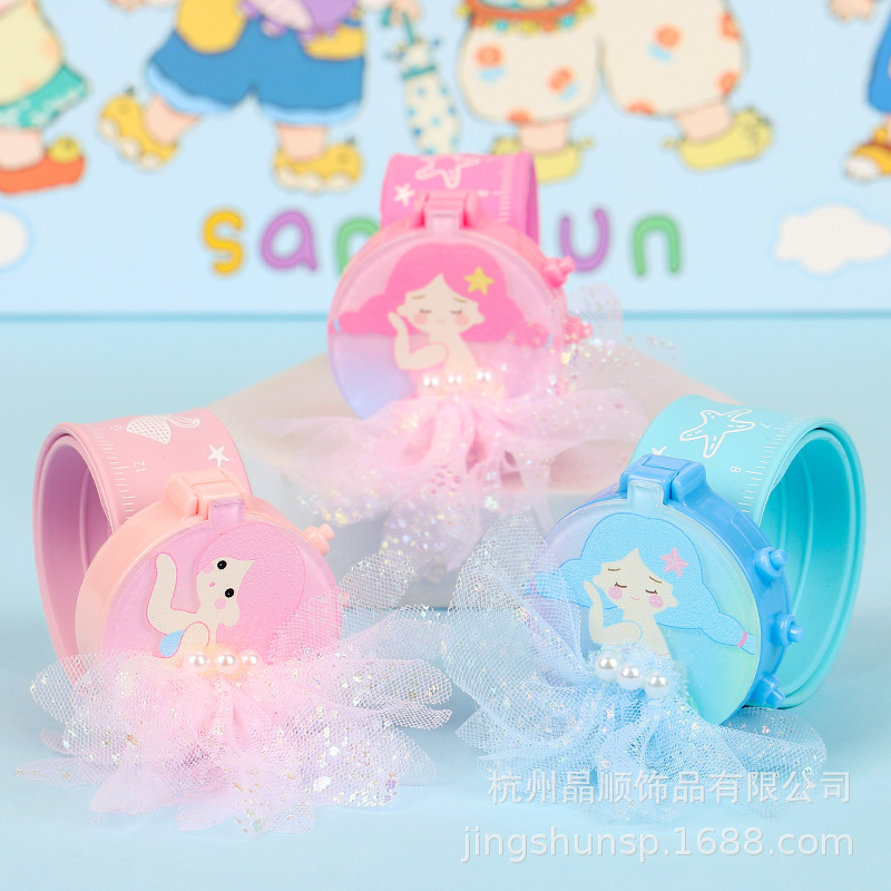 Cartoon chiffon dress, girl electronic watch, children's bracelet, wrist strap, pat watch, girl baby toy, birthday present Specification image