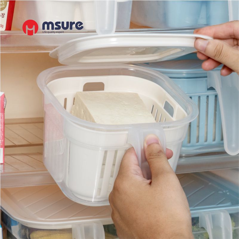 Cuadrado mano grip tofu asphalt basket asphalt box hogar cocina frutas y verduras conservas caja de almacenamiento al por mayor Specification image