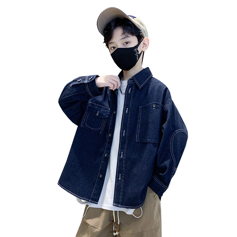Spring Denim Shirt For Boys Spring Denim Shirt For Kids Middle Boys Long Sleeve Shirt For Boys Thin Denim Coat Item Picture