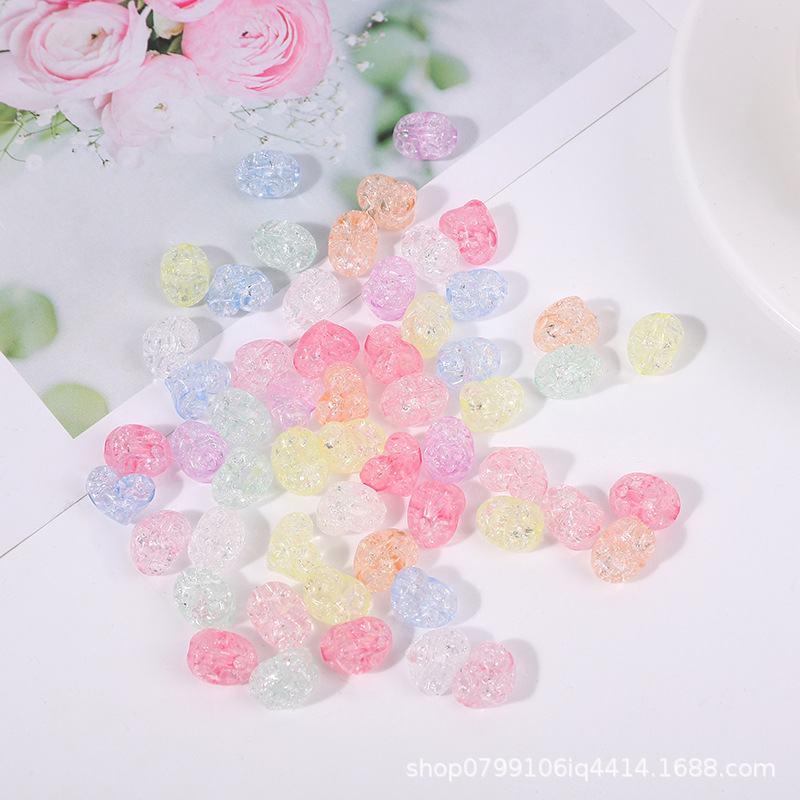 DIY headwear, bracelet and necklace accessories with colorful acrylic floral patterns, cracked patterns, crooked hearts, heart beads and loose beads details Picture