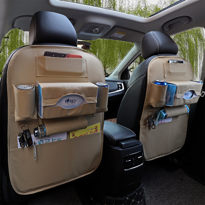 Multi-functional leather seat back storage bag for automobiles Application Scenario
