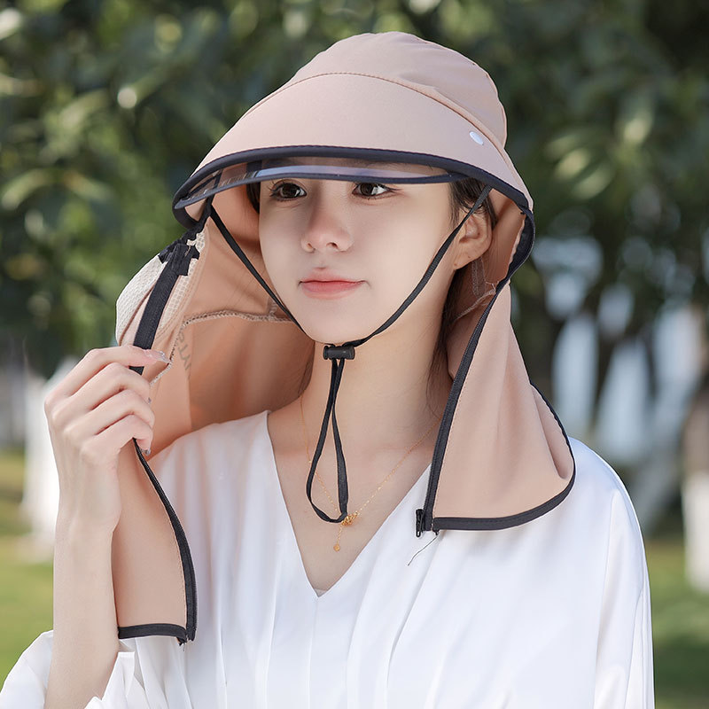 Rotating Lens Sunshade Hat Women's Summer Large Sunblock Shawl Face Picking Tea Hat Outdoor Uv Protection Hat details Picture