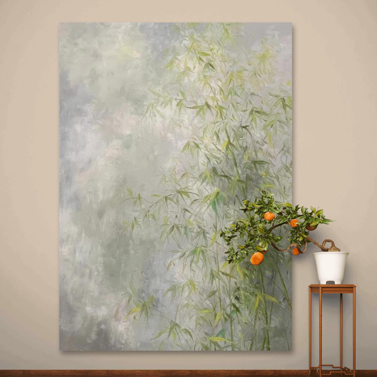 新中式简约装饰画竹子油画如梦之竹入户玄关壁画餐厅书房卧室挂画