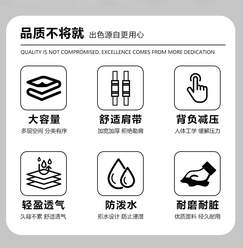 New high school student schoolbags, large-capacity waterproof, junior high school and college student travel bags, laptops, cross-border backpacks pic 3