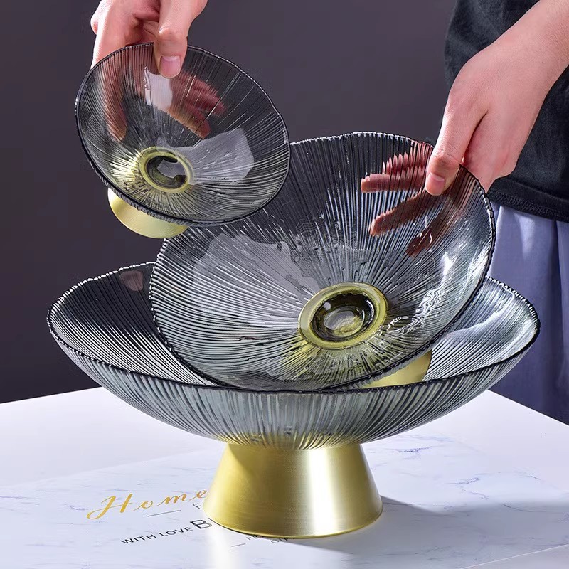 Glass Fruit Tray High Appearance Level Living Room Coffee Table Decoration Simple Modern Light Luxury Style Network Red Snack Tray Candy Yu Bin details Picture
