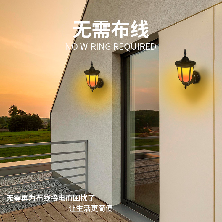 Solar-powered 96LED flame outdoor garden light, landscape floodlight, lawn light, ground plug lighting, sensor wall light details Picture