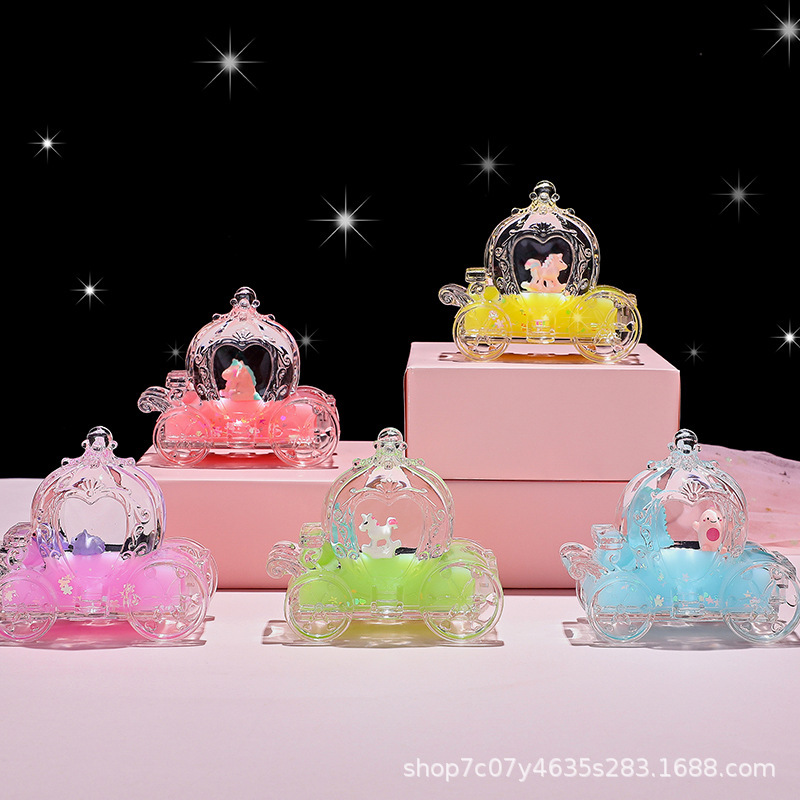 Pumpkin Cart creative new product desktop pen holder small decorative item, Douyin popular cartoon decoration floating hourglass sand toy details Picture