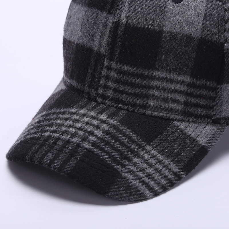 Round-Top Plaid Sun Hat Outdoor Baseball Visor Winter Hat details Picture