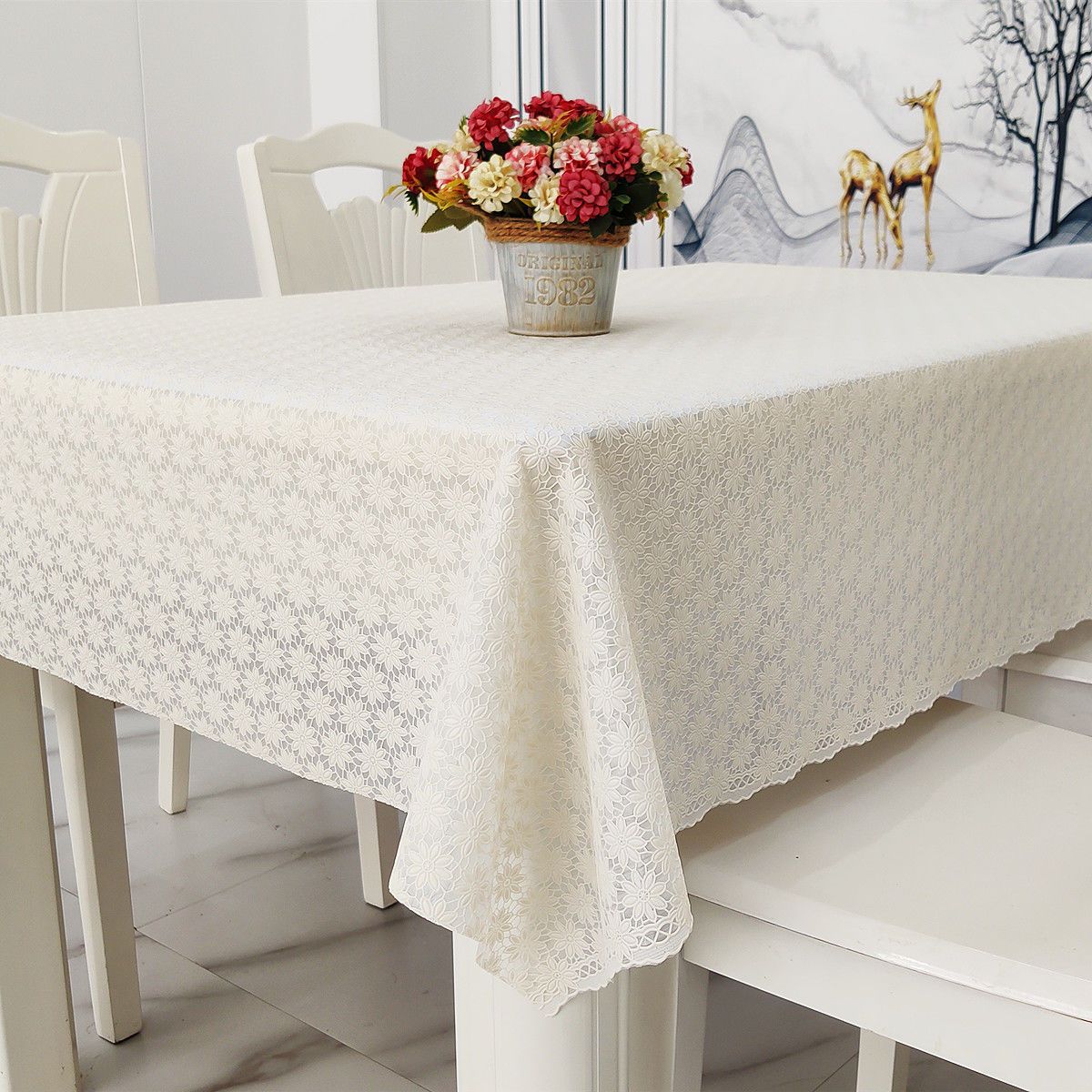 . Pvc Tablecloth Waterproof, Anti-Hot, Anti-Oil, No-Wash Table Mat Rectangular Plastic Glue Coffee Table Mat Living Room Table Cloth Home Item Picture