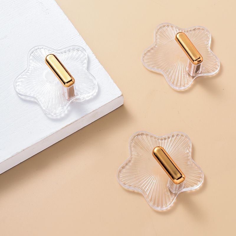 New transparent star hook, strong load-bearing, no need for drilling, light luxury bathroom, no trace, sticky hook, wall hook