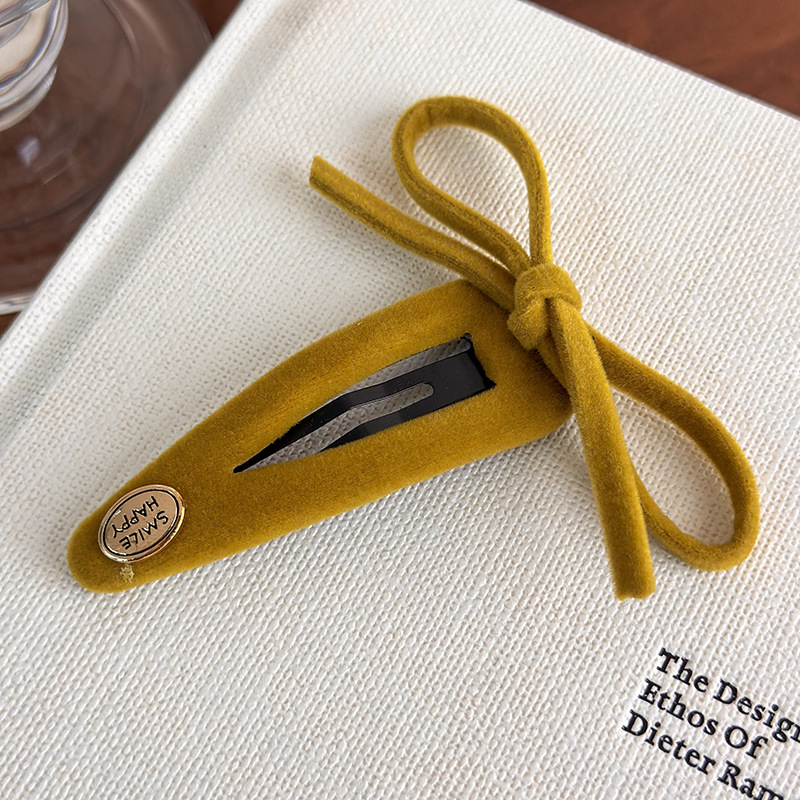 Letter gold label retro velvet bow BB clip, versatile and girlish quality hair clip, hair tie, bangs clip, hair accessory pic 14