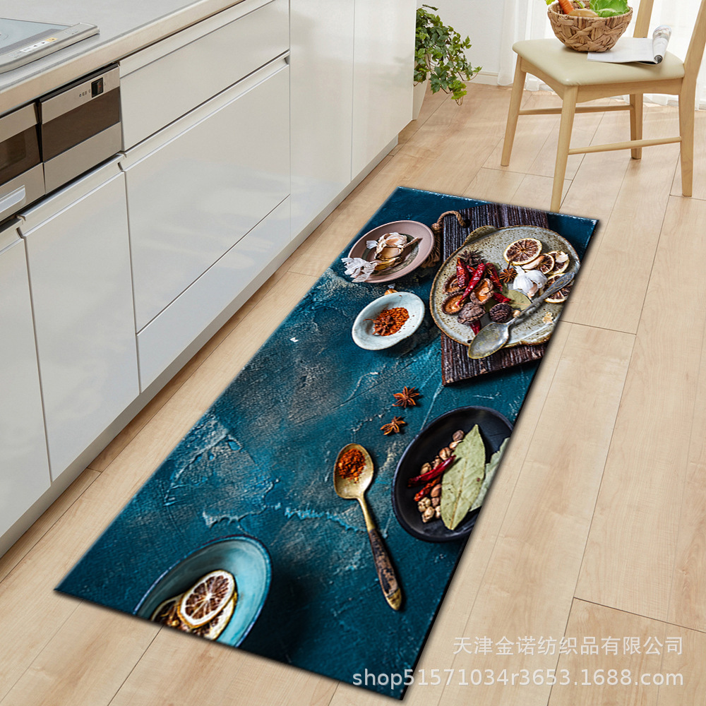 Amazon Nordic minimalist kitchen floor mat, water-absorbing and oil-absorbing two-piece set, kitchenware, seasonings, bathroom door mat and carpet Specification image