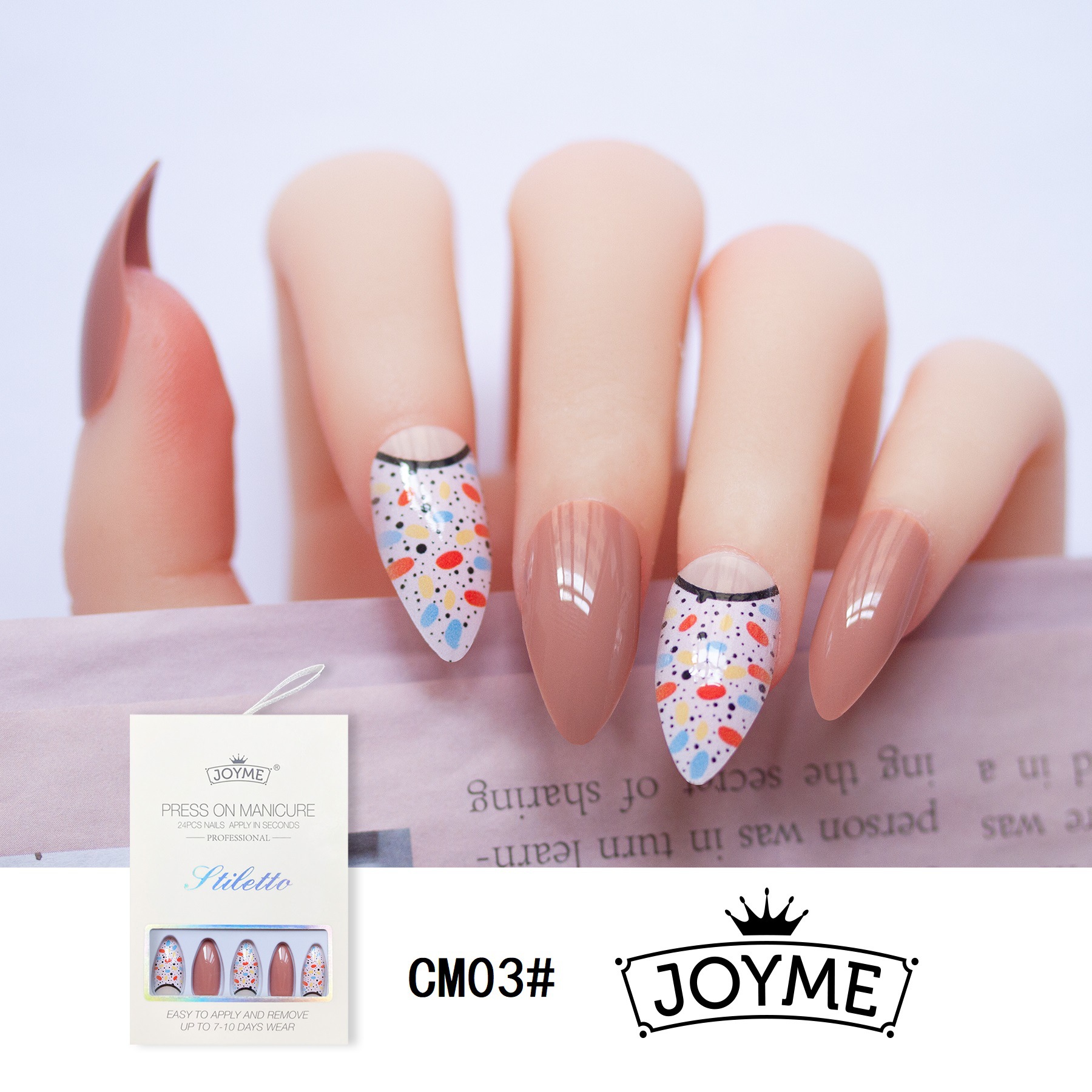 2021 New Long pointed tip teardrop nail false nail Patch Nail Art patch 24-piece box set, cross-border from Europe and America, small volume Specification image
