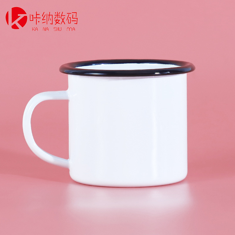 厂家直销怀旧语录搪瓷礼品杯现货批发复古热转印空白杯创意马克杯