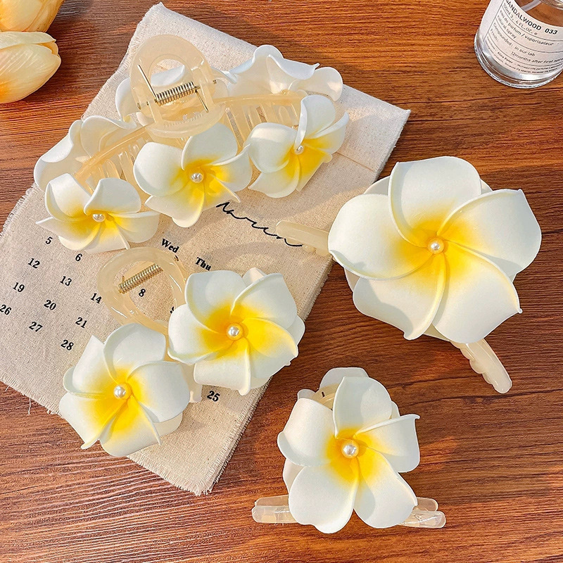Frangipani headdress simulation flower Sweet flower hairpin Shark clip Travel seaside clip vintage clip headdress full figure