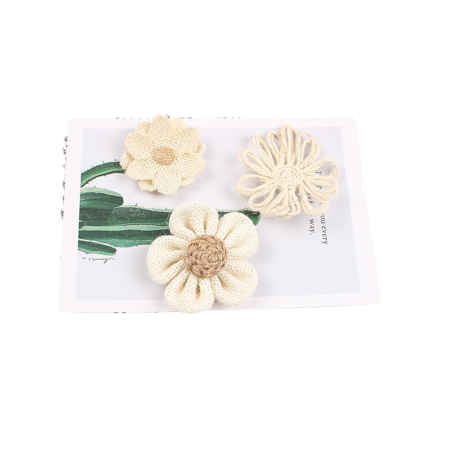 18 cross-border best-selling floral linen bows, DIY hand-woven linen flowers, retro scene decoration items Item Picture
