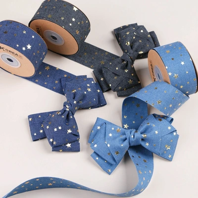 Stars Denim webbed Hair accessories diy handmade materials Gift Flower packaging Shoes Flower straw hat bow ribbon thumbnail