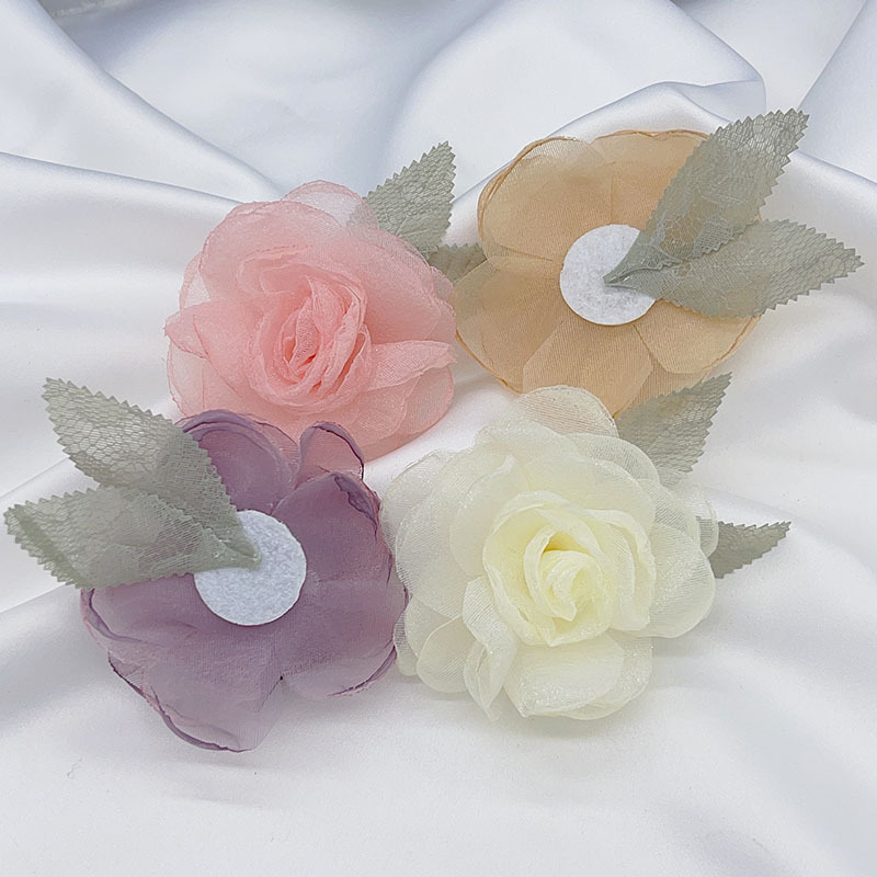 Korean version organza rose flower accessories, DIY fabric flower headwear, clothing corsage accessories, gauze flower accessories Specification image