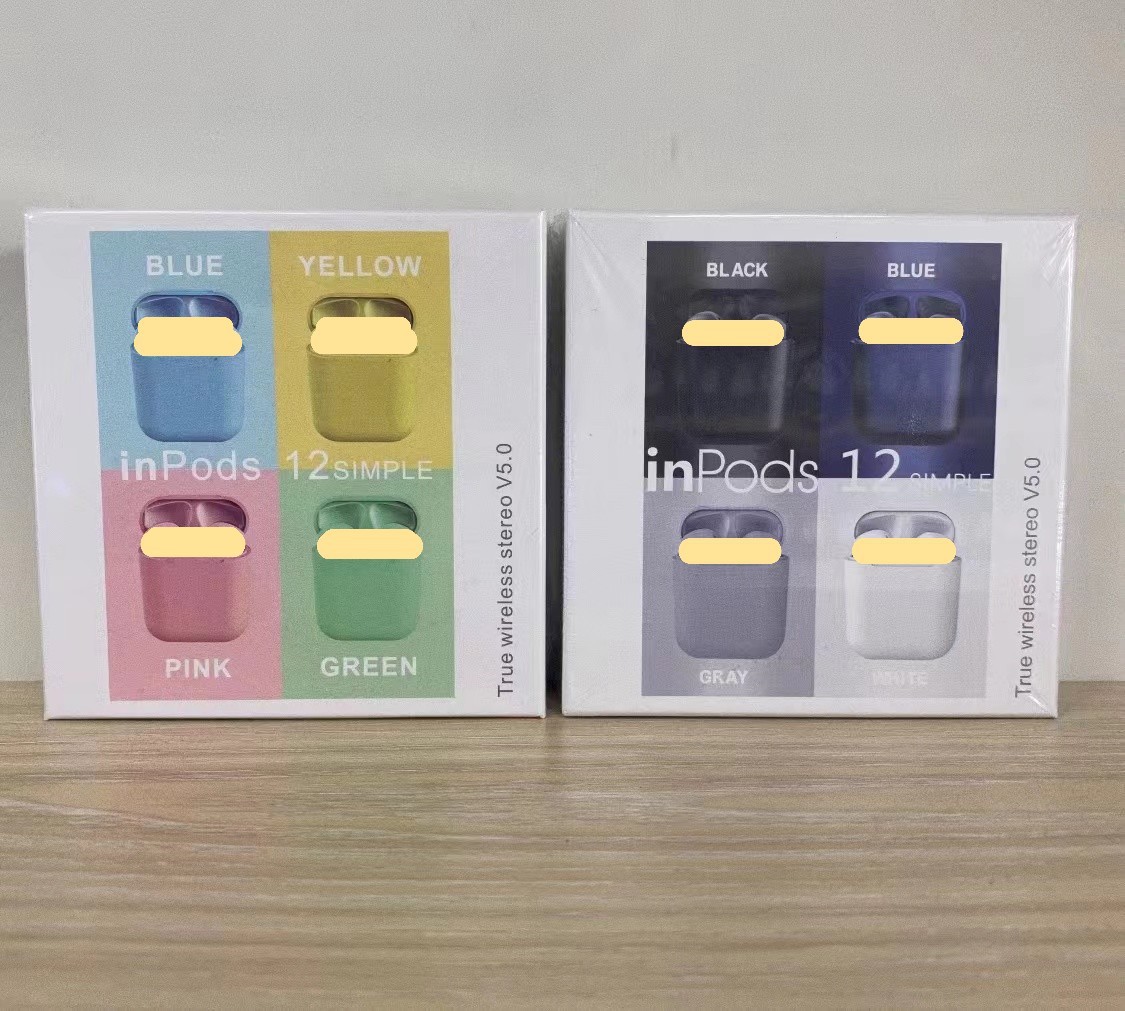 Macaron i12 INPODS12 Matte HIFI True 3D Smart Sports Wireless Bluetooth Headphones Factory direct sales