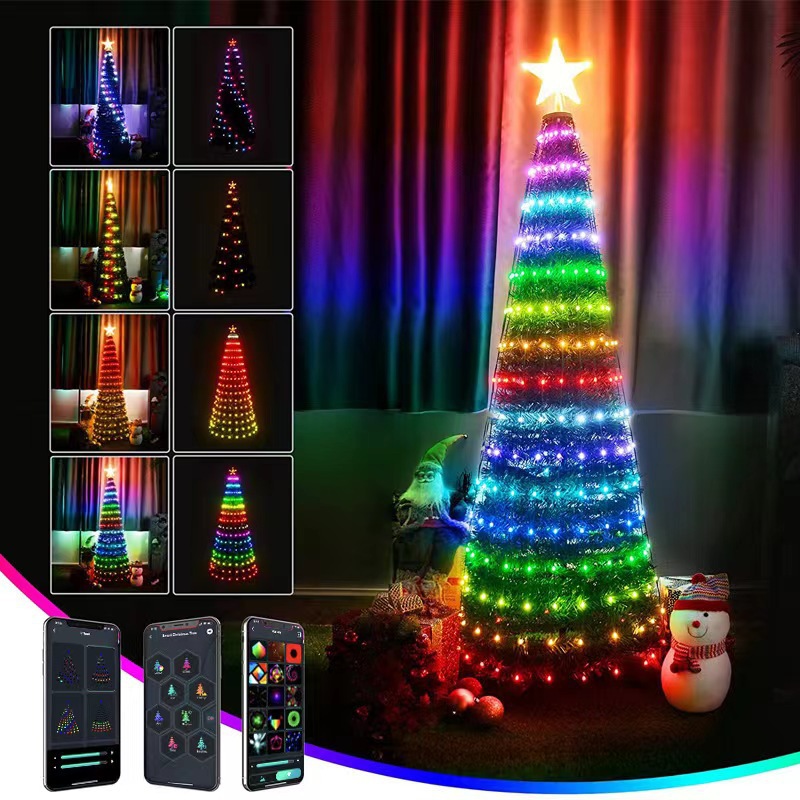 Outdoor waterproof RGB iridescent leather string light string APP Bluetooth Christmas festival color light outdoor waterproof atmosphere string light Specification drawing