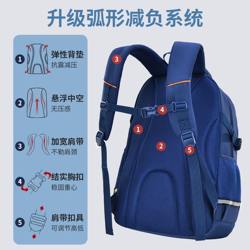 Backpacks for junior and senior high school students, male and female, backpacks for protecting the spine and reducing burden, lightweight and large-capacity backpacks for primary school students, grades 3 to 6 Specification image