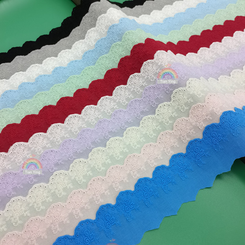 现货批发粉蓝色镂空棉布刺绣蕾丝花边diy洛丽塔服装辅料宽度5cm