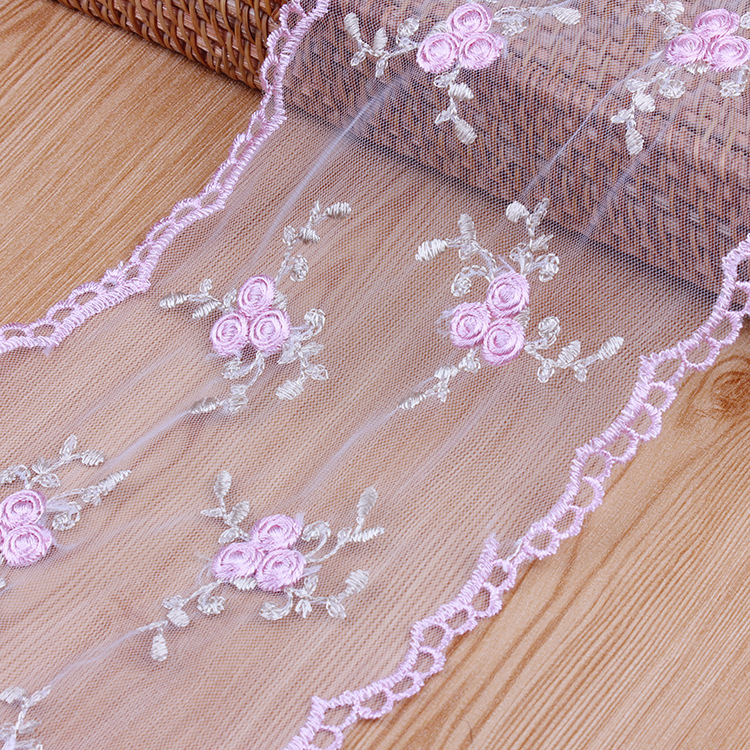 We have two-color mesh fabric in stock with embroidered lace trim and mask trim. Customers are welcome to provide samples Application Scenario