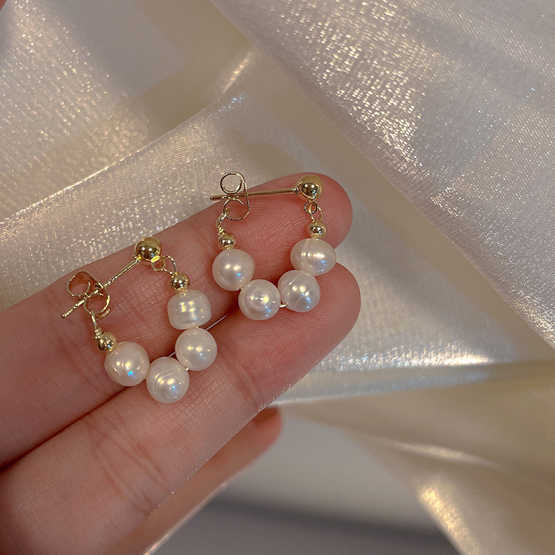 Pearl earrings with a gentle and niche design, pure silver earrings with a light luxury and high-end feel, the latest trend in 2022 Specification image