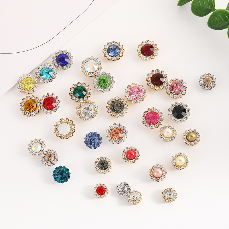 Korean Fashion Trend Double-Layer Flower Buttons Clothing Accessories Materials Stainless Steel Buttons Women Bag Accessories Materials Specification drawing