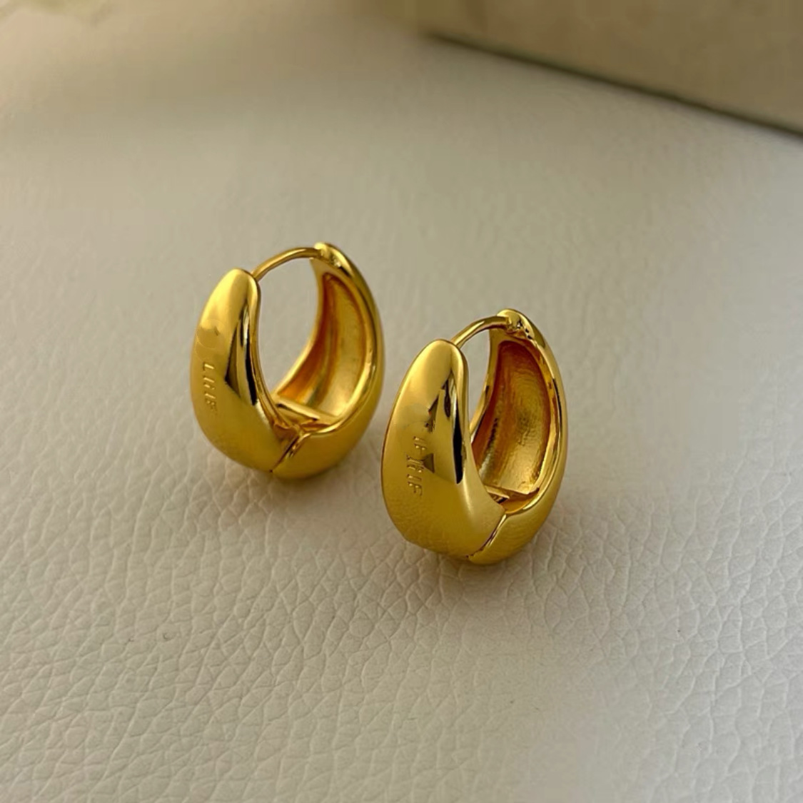 French Vintage Celi Cool Style Superior Ear Buckle Brass 18K Pure Gold Simple Circle Temperament Earrings Application Scenario