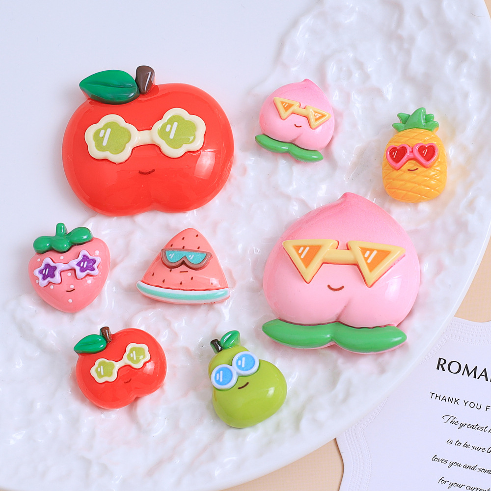Cute glasses, fruit cartoon, diy cream glue resin small accessories, creative crotch buckle accessory materials details Picture