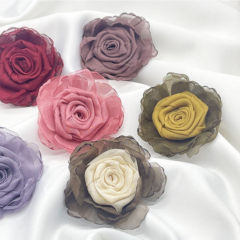 Ougensha flower accessories, fringed fabric flower headwear accessories, diy semi-finished wrist flower necklace, rose Application Scenario
