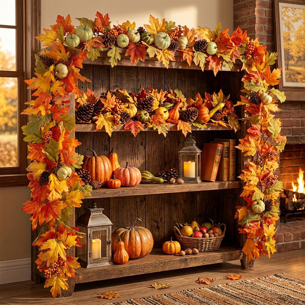 Autumn simulation maple leaf rattan, Thanksgiving Harvest Festival hanging decorations, photography sets, wall hangings, ceiling decorations, wholesale maple leaves pic 8