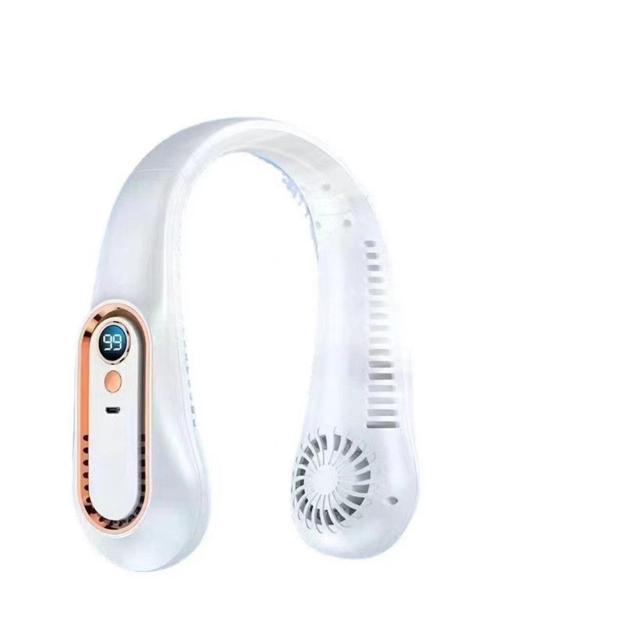 2024 Lazy Person Neck Fan, portable, silent, ultra-long battery life, charging five-speed digital display bladeless neck fan Item Picture