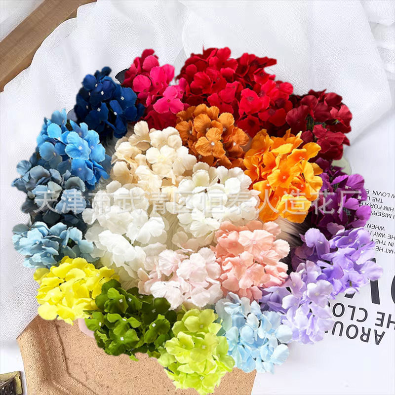Simulated Hydrangea Head 27 Pieces Of Wedding Flower Wall Road Lead Decorative Flowers Wedding Layout Silk Flower Photography Props Fake Flowers details Picture