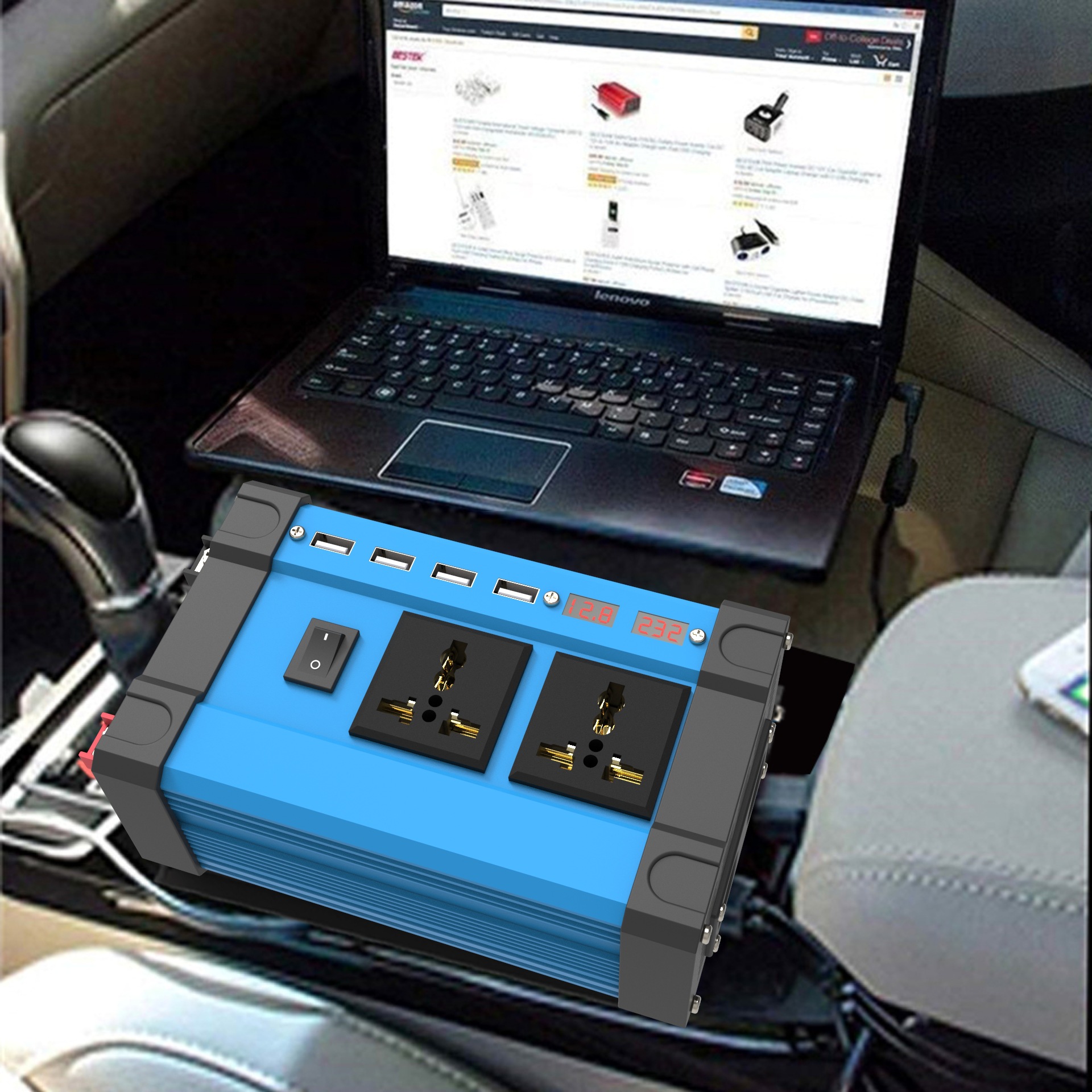 Inverter 300W cross-border converter 12V to 220V110V smart LCD dual display 4USB4.2A fast charging pic 18