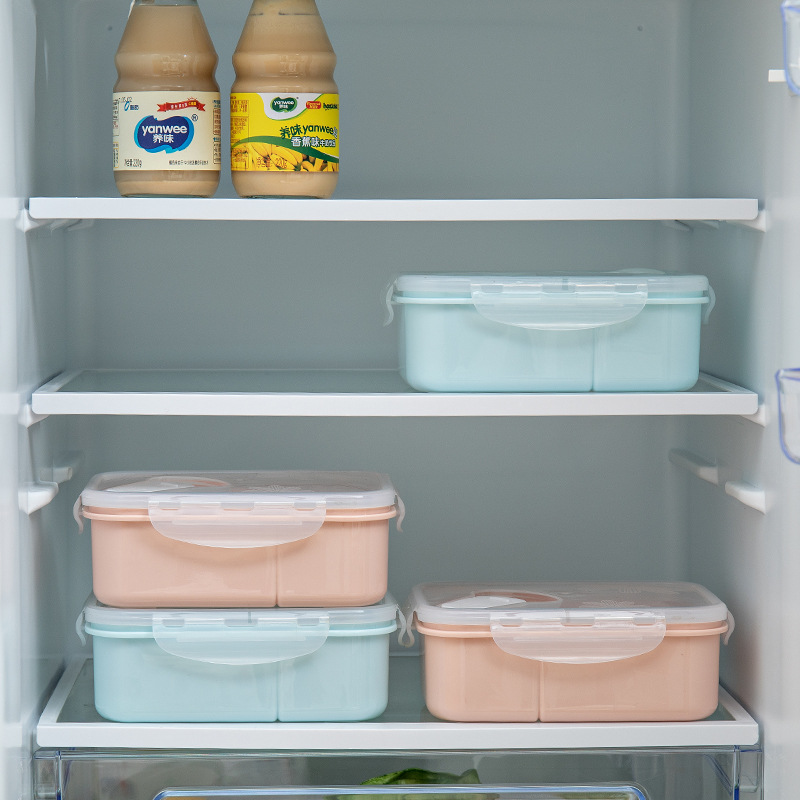 RB0W wholesale two-compartment 950ML food storage box, male and female student cafeteria lunch box, office worker microwave bento box details Picture