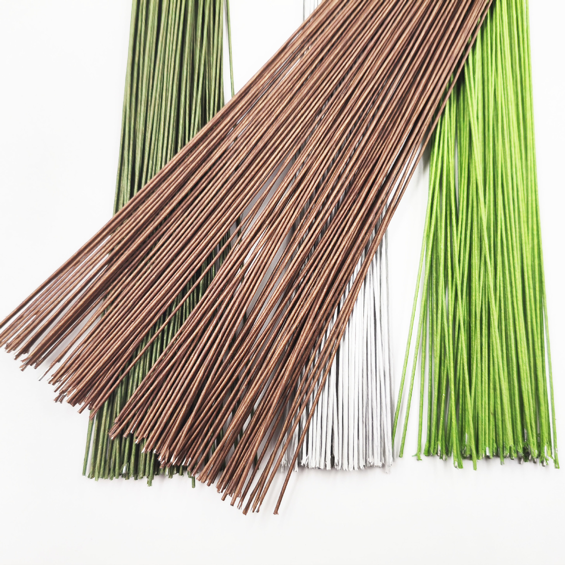 Factory wholesale paper-wrapped floral iron wire 40cm, No. 30, No. 26 green flower branches, handcrafted diy artificial flower materials Specification image
