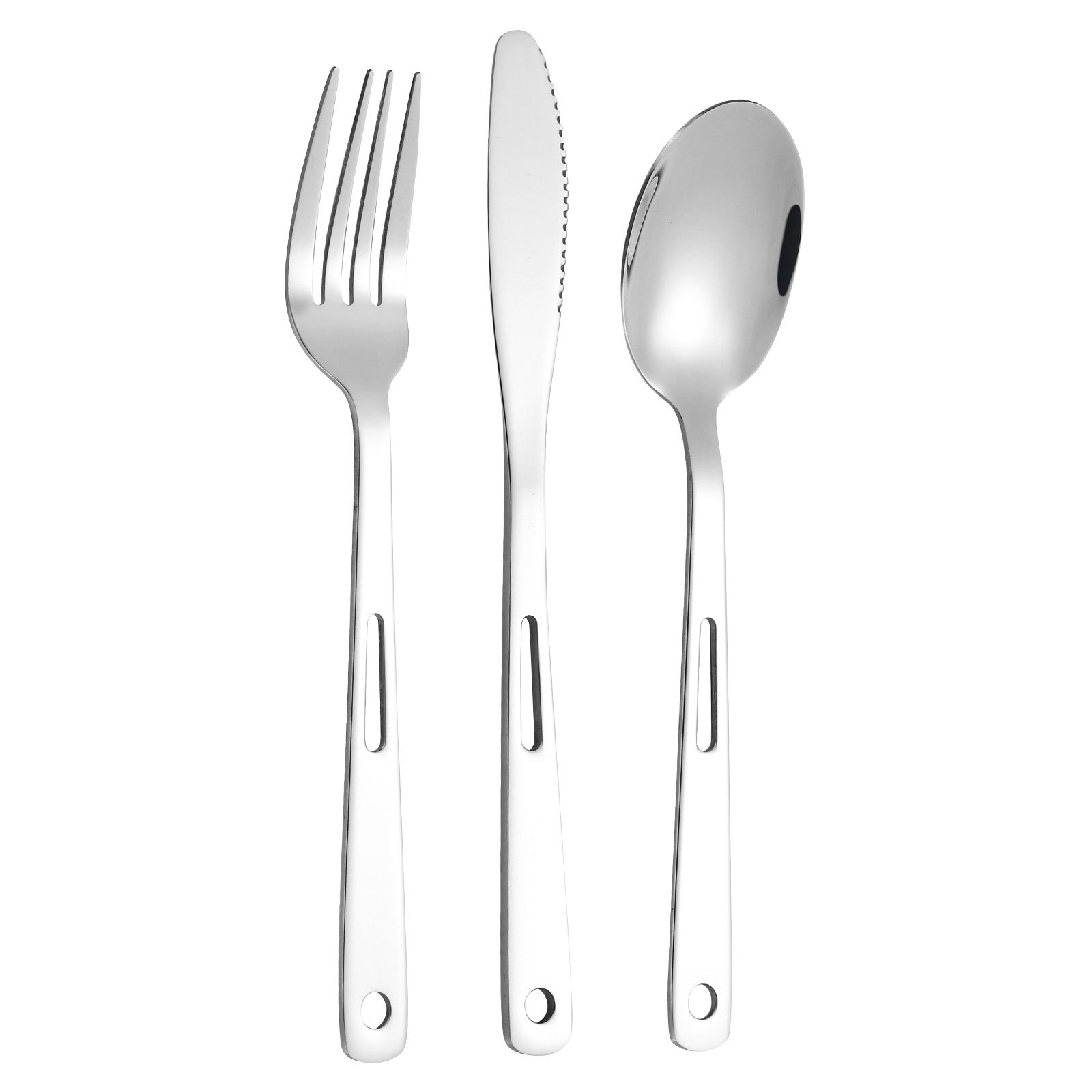 Stainless Steel Cross-Border Outdoor Knife, Fork And Spoon Western Tableware Set Portable Travel Camping Family Three-Piece Creative Hollow-Out Item Picture