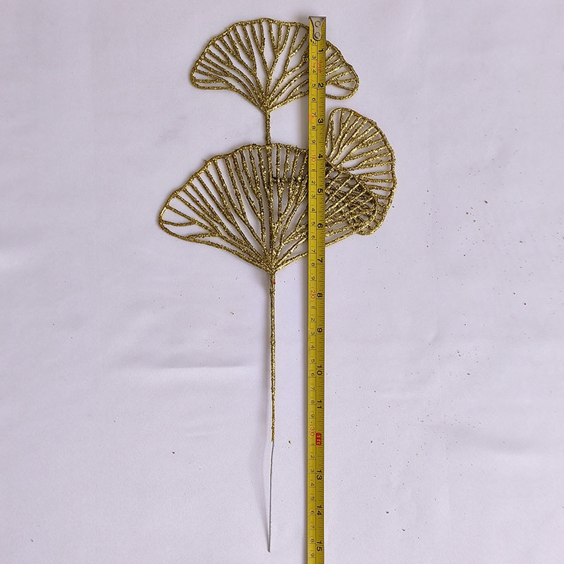 Christmas Gold Powder Leaf Glitter Fan Leaf Festive Decoration Family Home Decoration Shooting Props Christmas Fake Leaves Application Scenario